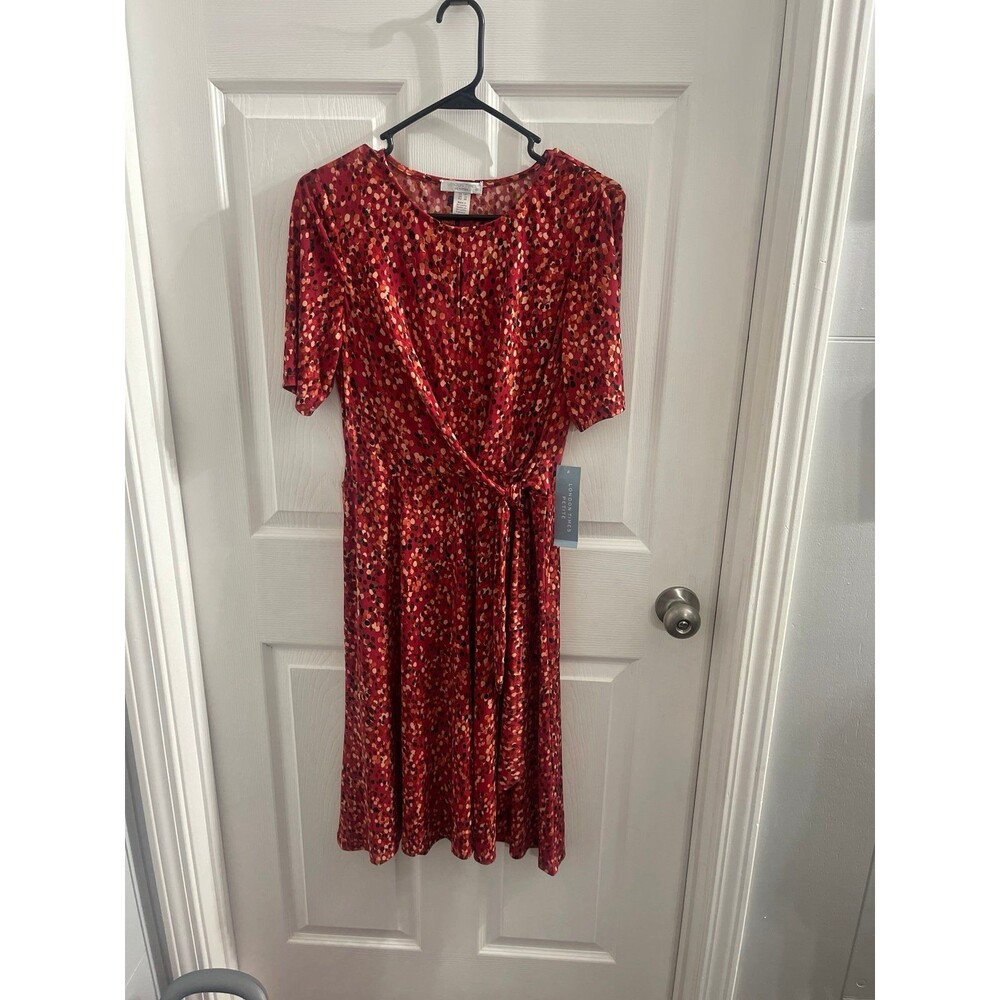London Times Petites Galaxy Dots Waist Tie Midi Dress Size 10P New With Tag